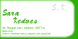 sara kedves business card